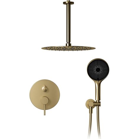 Colonne de douche, ensemble de douche encastré complet en or brossé (1/5)