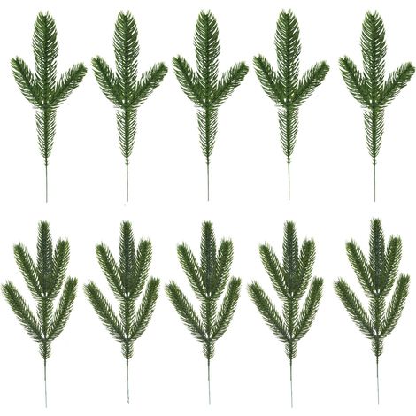 Juego de 10 ramas artificiales de pino verde para decorar el árbol de Navidad. (1/5)