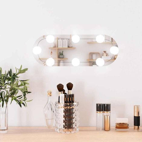 Miroir mural avec lumières LED, Miroir de maquillage, Miroir suspendu pour Vanité, Salle de Bain, Salon Chambre 15x40 cm verre ovale KIM2070 (1/5)