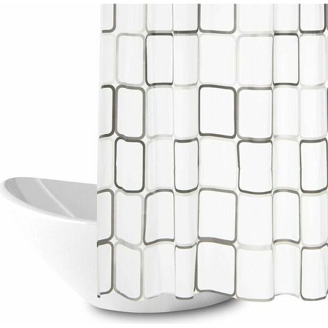 Cortina de ducha antimoho, impermeable, 180 x 200 cm, tela antibacteriana, lavable, poliéster, con 12 anillas, color blanco (1/5)