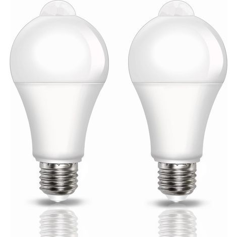 LaBlanc - E27-Glühbirne mit Bewegungsmelder, 9 W, 800 lm, Kaltweiß 6000 K, E27-LED-Glühbirne, PIR-Sensor, automatisches Ein-/Ausschalten, für Flur, Treppen, Garage, AC 220 V, 120 Grad, 2er-Pack