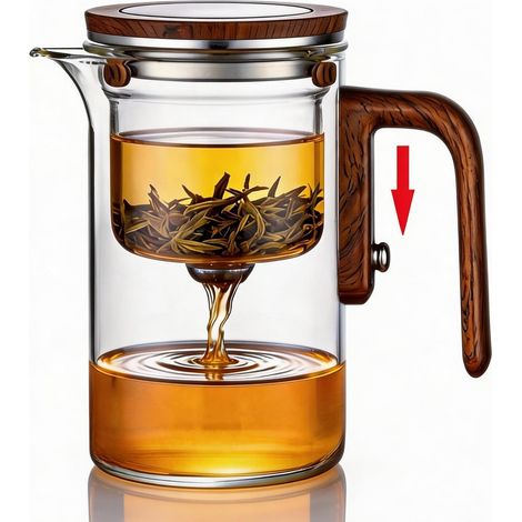 Théière pour Infuseur de Thé en Vrac, Théière en Verre Borosilicaté Résistante à la Chaleur avec Filtre à Thé, Cadeaux pour amateurs de thé (Transparent, 600 ml) (1/5)