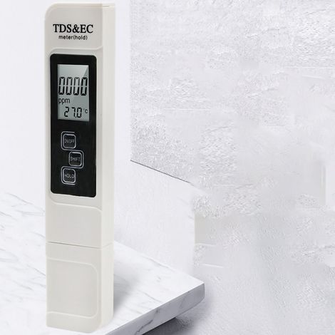 Testeur TDS EC portable et compact 3 en 1 avec écran LCD, stylo de test de qualité de l'eau pour aquarium et piscine (blanc). (1/5)