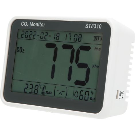 Moniteur de qualité de l'air ST8310 avec écran LCD, détecteur de dioxyde de carbone (CO2), testeur de température et d'humidité (1/5)