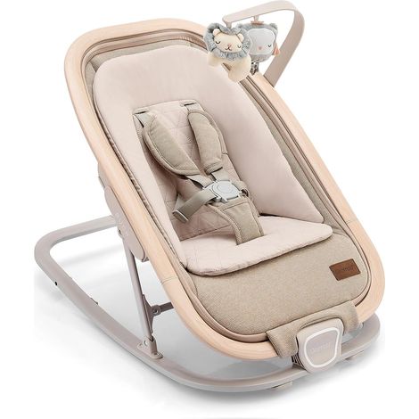 Transat 2-en-1 pour bébés, transat portable à 3 positions d'inclinaison, avec jouets suspendus et sac de transport - Beige (1/5)