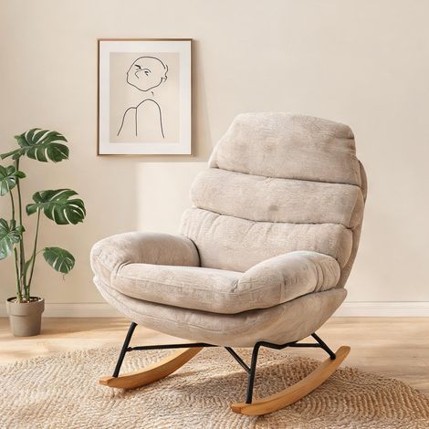 Fauteuil cremeweiß en polyester Stahl 103 x 80 x 91 cm (1/5)