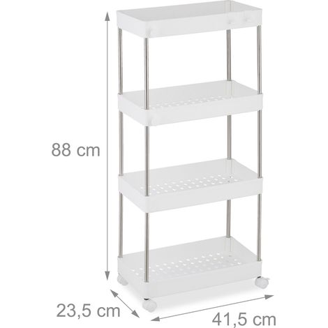 Carrello portaoggetti con ruote a 4 livelli per cucina bagno pratico design moderno in metallo bianco 130014542
