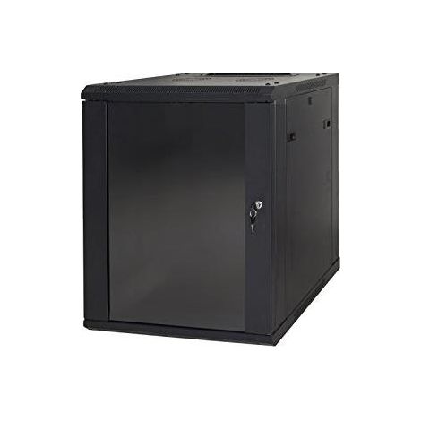 Link ARMADIO RACK 19” 9 UNITA' DA MURO A) 500 x (L) 600 x (P) 450 NERO DISASSEMBLATO PORTA VETRO (1/5)