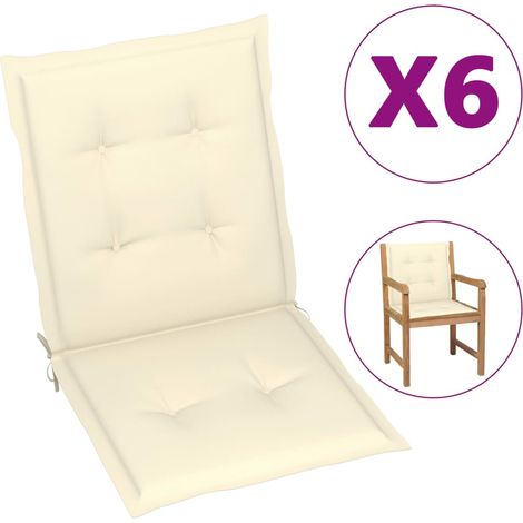 FIMEI Coussins de chaise de jardin 6 pcs Crème 100x50x3 cm (1/5)