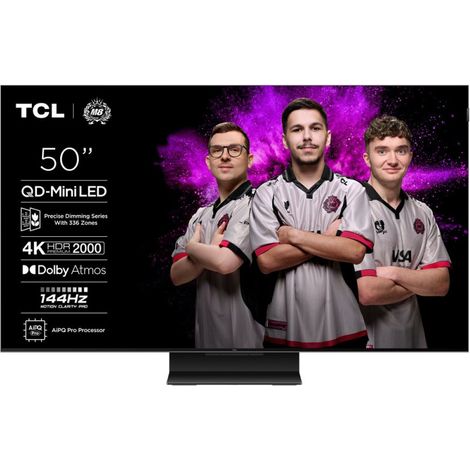 TV QD Mini LED Pro Tcl 50C79K 127 cm 4K UHD 2025 Aluminium brossé