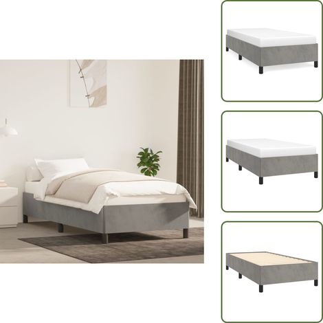 Bettgestell ohne Matratze Hellgrau 100x200 cm Samt - Samtbett - Bettrahmen - Doppelbett - Boxspringbetten - Bettgestell (1/5)