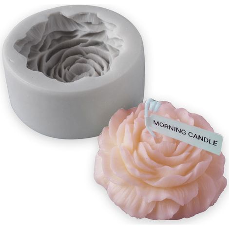 Moule en plâtre en silicone pour bougie parfumée en forme de grande pivoine (1/2)