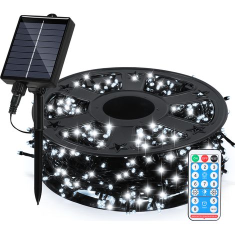 Jopassy Ghirlanda luminosa solare a LED natalizia 300 LED 30 m IP44 Illuminazione esterna Giardino interna per feste natalizie Matrimoni Bianco freddo (1/5)