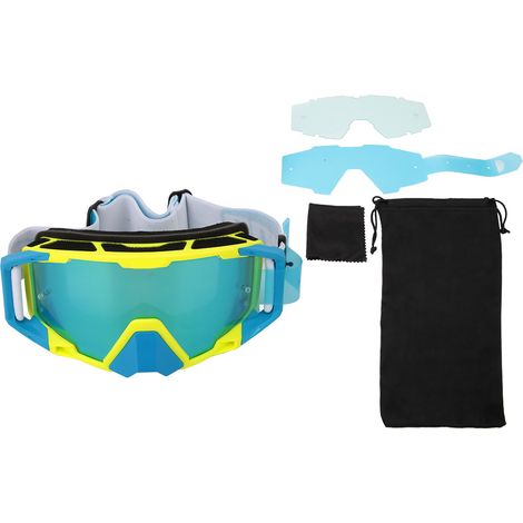 Lunettes de protection moto sportives extérieures anti-vent avec verres interchangeables (jaune et bleu) (1/5)
