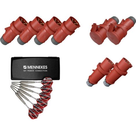 MENNEKES Aktionspaket 12153 16A 5p 400V IP54 Stecker Kupplung Phasenwender inkl. Steeldarts
