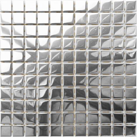 Mosaico in vetro su rete per bagno e cucina 30cm x 30cm  - Pure Silver (1/5)
