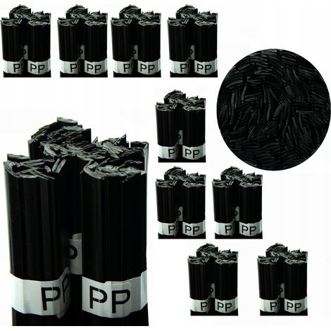 Rosfix Kunststoffschweißdraht 10 x 100 g – PP Schwarz, 8 mm Streifen  42 cm Länge  260–330 °C Schmelzpunkt  Für Auto, Industrie, Elektro  Kunststoffschweißzubehör