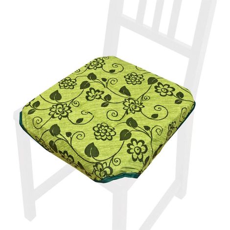 Cuscino Sedia Universale Cotone Lavabile Coprisedia Morbido Fiori Vettoriali 100% Made In Italy - Verde