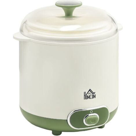Yaourtière , 1,5 L, avec 2 pots, passoire, couvercle, 20 W, idéale pour le yaourt grec, pour 3 à 5 personnes, 19,5 x 17,5 x 21,4 cm, blanche