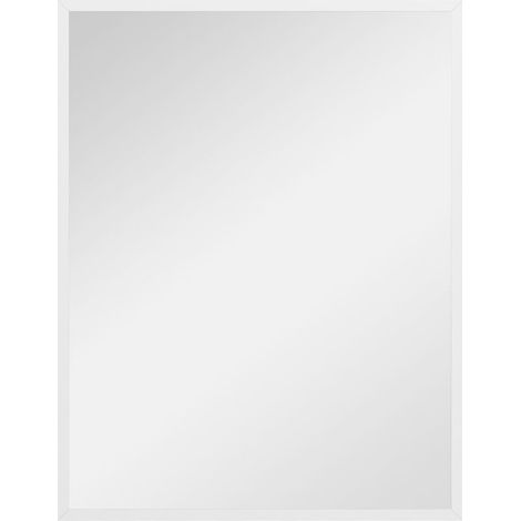 Rechteckiger Wandspiegel 90 x 70 cm, weißer Holzrahmen, ideal für Badezimmer, Wohnzimmer oder Schlafzimmer (1/5)
