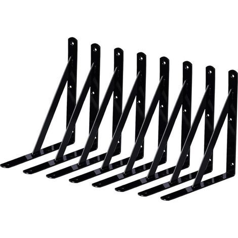 8er-Pack industrielle Wandregalhalterungen, 150 x 95 mm Metallbefestigungswinkel, dreieckige Regalhalterungen, robuste 90-Grad-Metallwinkel, für Garage, Küche, Schlafzimmer (Schwarz) (1/4)