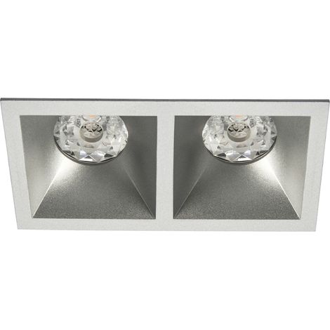 Spot DECO GU10 carré 2 têtes fixe, alu laqué IP20 - EUROPOLE - 27801 (1/4)