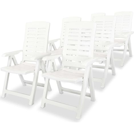 Garten-Liegestühle 6 Stk. Kunststoff Weiß