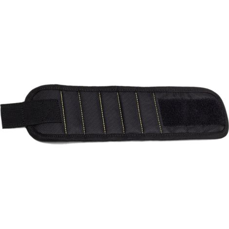 Magnetisches Armband für Schrauben und Werkzeuge, starker Eisenmagnet, verstellbar und tragbar, 5 Magnete, schwarz (1/5)