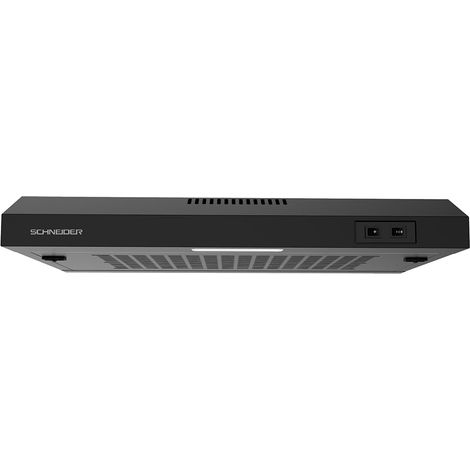 Schneider – SCHC6018CN – Hotte casquette noire – Débit d’air 177,4 m3/h – Niveau sonore 65 dB – Puissance 80 W – Mode recyclage/évacuation