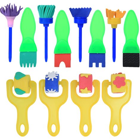 12 tampons éponge pour peinture, rouleaux de peinture enfants, outils créatifs, jouets éducatifs, lot de 12, style 2 (1/5)