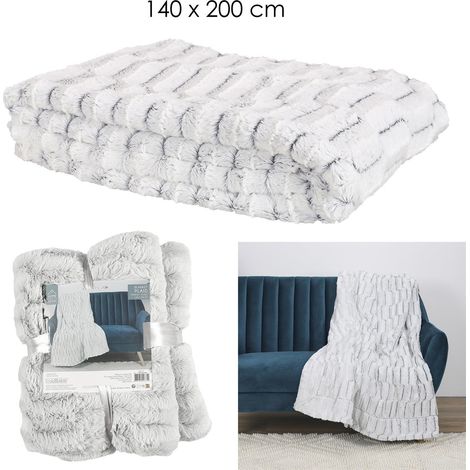 PLAID CARREAUX IMITATION FOURRURE XXL 140X200CM M6 (1/5)