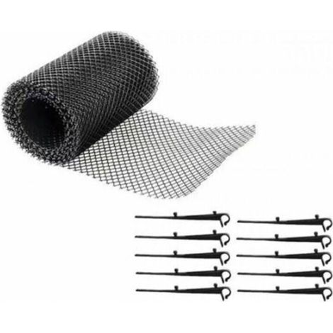 Durable PP Gutter Guards, Roof Protection and Leaf Protection + PLUS 10 Fixing Hooks + 16cm Width + 6m Length, Protective grids for gutters, Black (1/4)