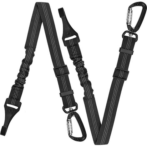 Ceinture Chien Voiture, Attache de Barre de Loquet de Ceinture de Sécurité de Voiture pour Animaux de Compagnie Mousqueton Pivotant Verrouillable Ceinture (Noir, 2Ceinture de sécurité) (1/5)