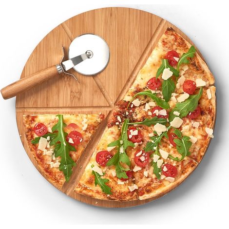 Planche à pizza avec couteau, Ø 32 cm, bambou, ZELLER (1/4)