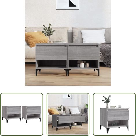 Holzwerkstoff - Beistelltische 2 Stk. Grau Sonoma 50x46x50 cm Holzwerkstoff (1/5)