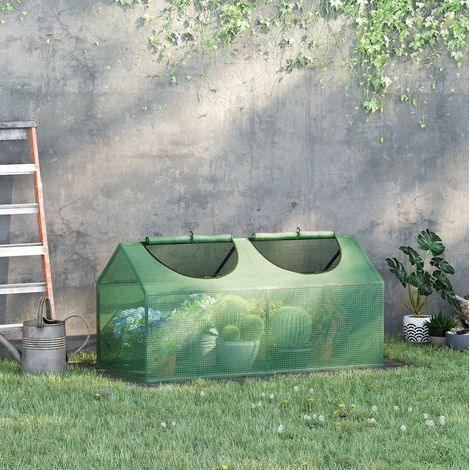 Mini-Gewächshaus mit aufrollbaren Fenstern 120x60x60 cm OKMYHOME (1/4)
