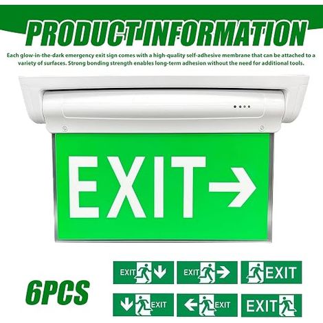 Double-sided LED emergency light with 3 hours of battery life - IP30 protection against splashes of water - Lithium battery - Automatic charging - 6 interchangeable pictograms (1/4)
