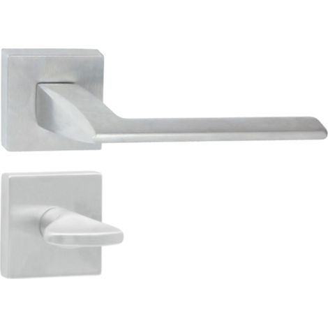 DOMINO Poignée de porte ELIZA QR M4 WC Poignée avec rosace WC Chromé satiné (1/5)