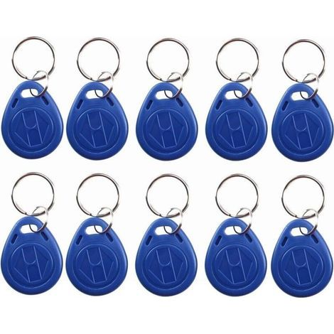 Porte-clés RFID inscriptible 125 kHz T5577/EM4305, étiquette NFC, jeton d'identification de proximité, porte-clés de contrôle d'accès pour systèmes de sécurité, bleu (10)