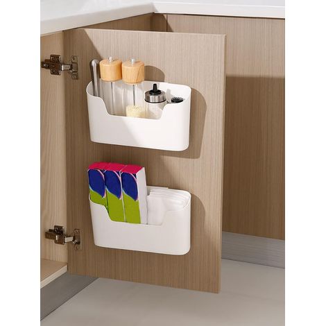 Boîte de rangement murale - 1 unité - Acier inoxydable - Organisation sans perçage - Cuisine salle de bain bureau - Argent (1/5)
