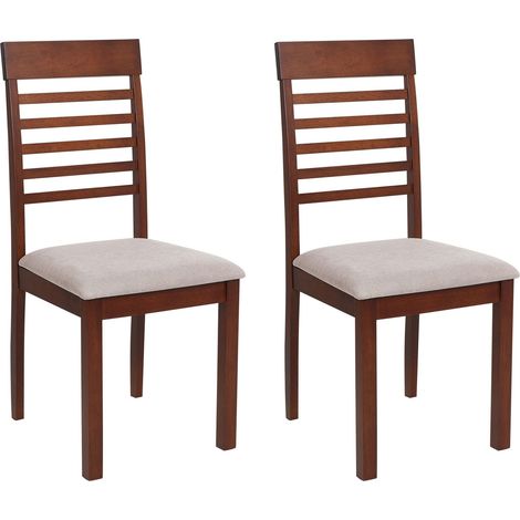 Set di 2 sedie da pranzo imbottite in legno scuro tortora Ortley