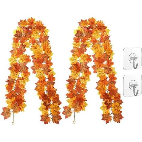 Ghirlanda autunnale Ghirlanda di foglie d'acero artificiali Decorazione autunnale Ghirlanda di foglie d'acero artificiali da appendere Ghirlanda per casa Giardino Matrimonio Camino Pa (1/5)