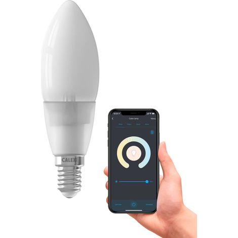 Lampe E14, avec application et commande vocale (4,5 W), ampoule LED WiFi, intensité variable, lampe wifi blanc chaud (1/2)