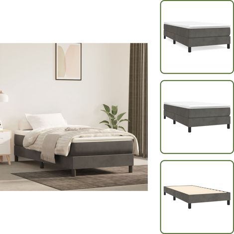 Bettgestell ohne Matratze Dunkelgrau 90x200 cm Samt - Samtbett - Doppelbett - Boxspringbetten - Betten Günstig - Nachttisch (1/5)