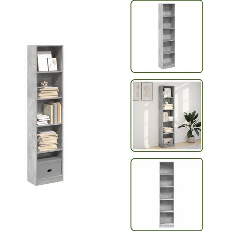 The Living Store Bücherregal Betongrau 40x24x176 cm Holzwerkstoff - Bücherregal Holz (1/5)