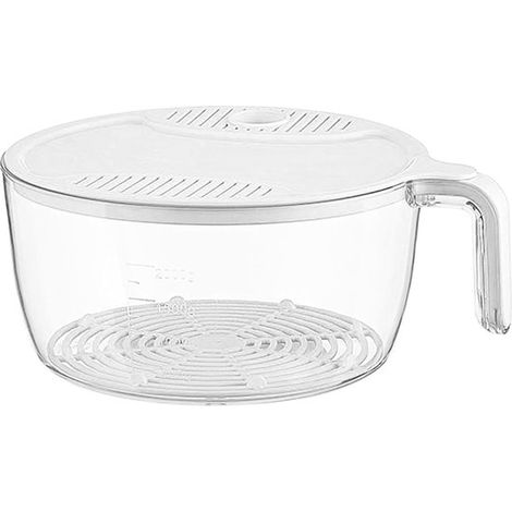 Reiswaschbecken, großes Reiswaschbecken mit schnellem Abfluss, Reisschüssel für Obst, Gemüse, Küche, weiß (1/5)