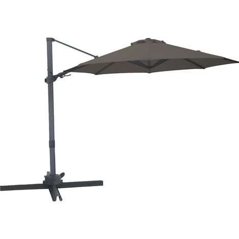 Axi Solis Parasol Déporté Rond Ø 300 Cm, Aanthracite/Taupe Pour Le Jardin / Terrasse Avec Armature Thermolaquée Pied En Croix Et Housse De Protection Inclus Inclinable Et Pivotant À 360°