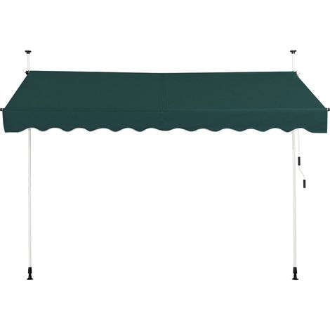 Tenda da sole retrattile 300 x 125 cm regolabile 200-300 cm design moderno per patio e giardino alluminio verde 200010436