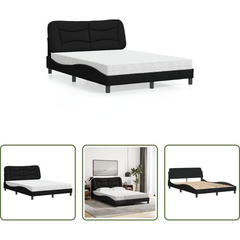 vidaXL Matratze - Bett mit Matratze "Hvar" Schwarz 140x200 cm Stoff (1/5)