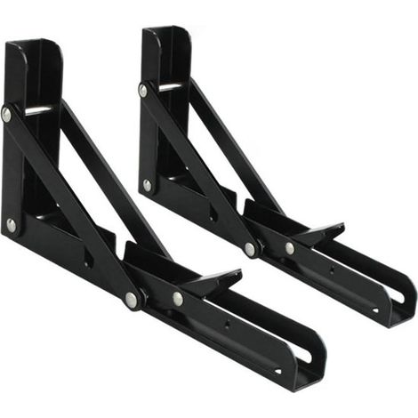 Soporte plegable 2 piezas, soporte acero inoxidable, barra soporte plegable, estante plegable, hierro negro, 8 pulgadas, 20025 mm, 8 pulgadas (1/5)